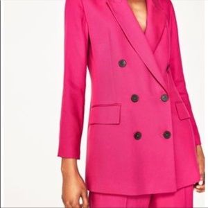 Zara Jackets \u0026 Coats | Zara Hot Pink Fuchsia Double Breasted Blazer | Color: Pink | Size: Xs | Annasheper2's Closet